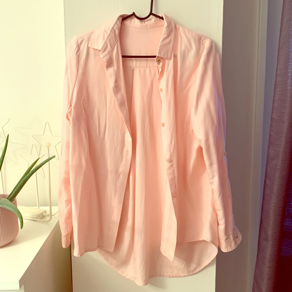 Blush button shirt down long sleeve shirt